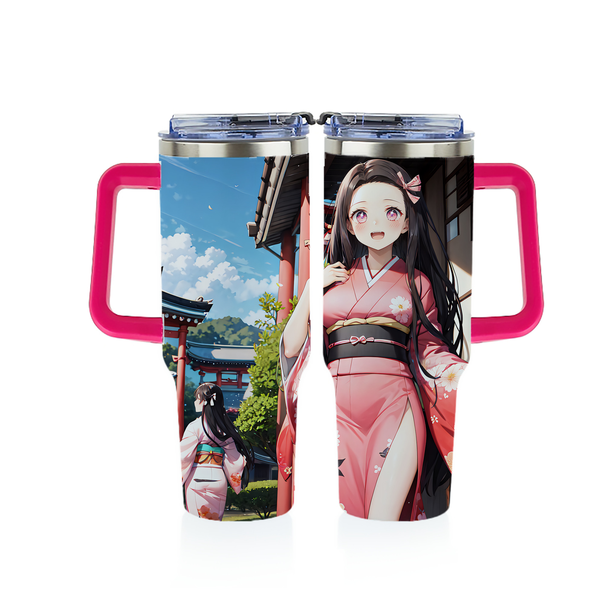 （画像用） 鬼滅の刃（きめつのやいば）竈門 禰󠄀豆子／かまど ねずこ Kamado Nezuko 1200ｍLフルプリント車用タンブラー